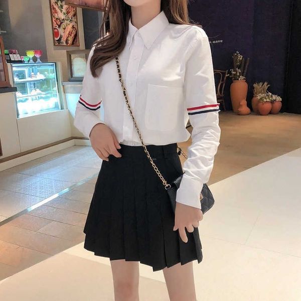 

luxury brand shirts thoms brownns blouse designers net red same spring and autumn new cotton south versatile casual splice long sleeve tb sh, White;black