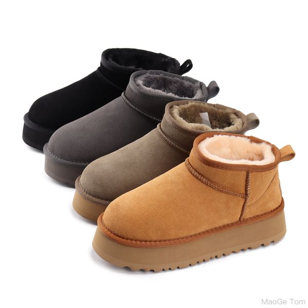 

boots australia snow boots luxury designer uggitys winter shoes classic base thickening warm ugglie reverse fur bootss low cylinder woolen b, Black