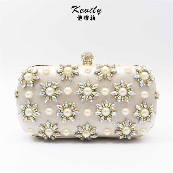 

cavilly new pearl diamond flower dinner bag dress wedding handbag