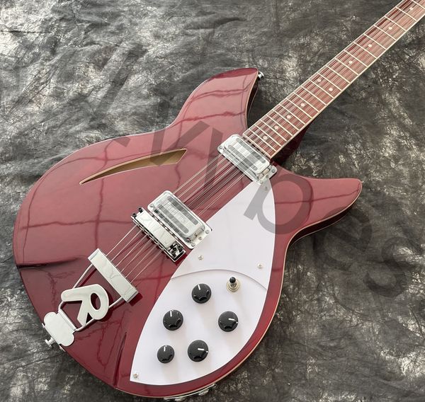 

ricken 360 electric guitar 6 strings basswood body rosewood fretboard 3 pieces neck r tailpiece trans. red