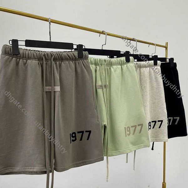

essentials sweatpants men women flocking high street hip hop fashion summer oversized 100% cotton sports shorts, White;black