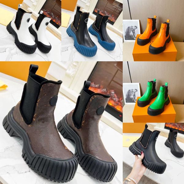 

new chelsea short boots women's luxury martin boots thick soles inside high rise shoes show off retro comfort casual leather cuffs elas, Black