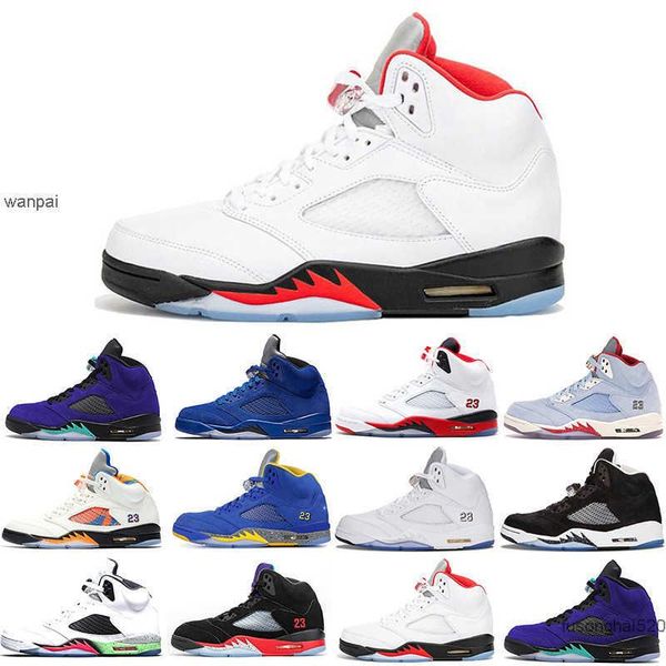 

basketball shoes alternate grape blue suede fire red royal metallic silver 2022 2022 fashion men 5 5s international flight laney oreo space, Black