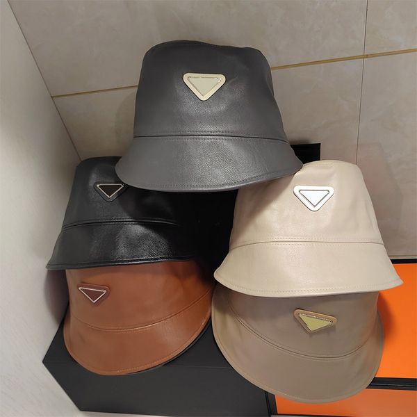 

Designer Bucket Hat Stylish Leather Stingy Brim Hats Elegant Caps for Men Woman 5 Colors, C1