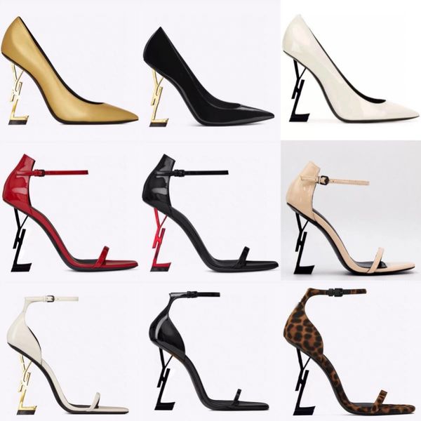

Designer Sandals Luxury Top Patent Leather Pointy 8cm&10cm High Heels New Fashion Women One Strap Party Shoe Brand Sexy Dress Shoes Metal Letter Heel Wedding Shoes, 9-9
