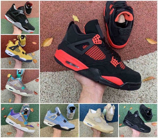 

2022 mens red thunder 4 4s basketball shoes cream sail white oreo jumpman bred union guava ice taupe haze what the black cement cat pine