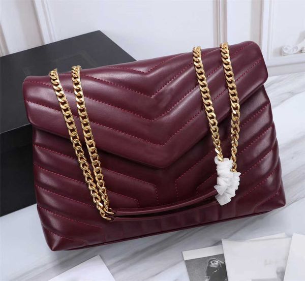 

cosmetic bags cases designer handbags square fat loulou chain bag real leather women's handbag large-capacity shoulder ba215u
