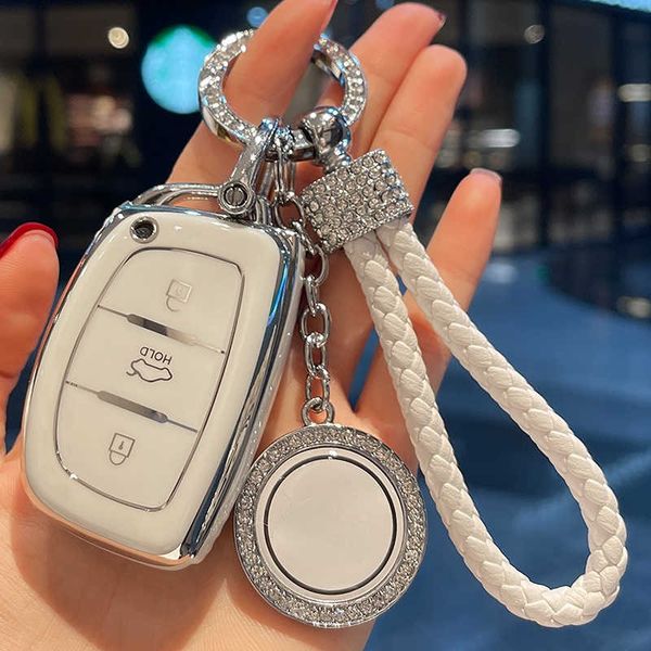 

car key leather rope ring car key case cover for hyundai i10 i20 ix25 i30 ix35 accent elantra palisade encino solaris veloster tucson t22111