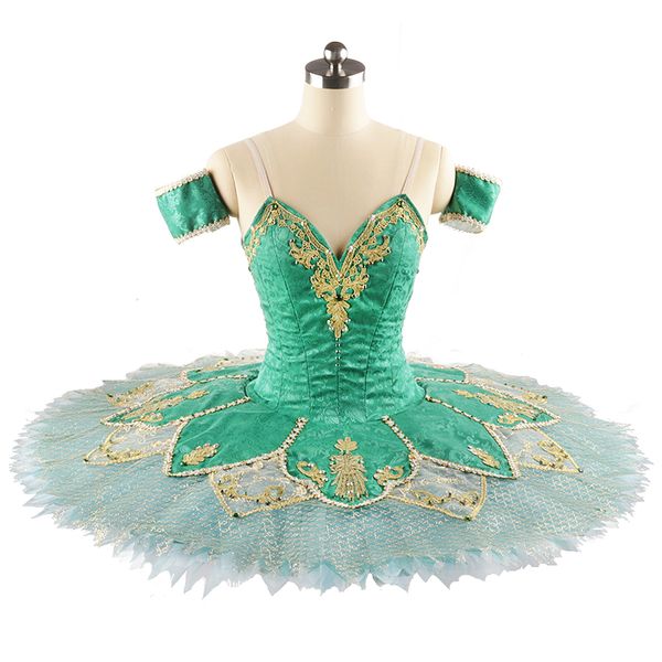 

cyan professional ballet tutus green girl yagp classical pancake stage wear ballet dress soloist esmeralda skirt competition jn0095, Black;red