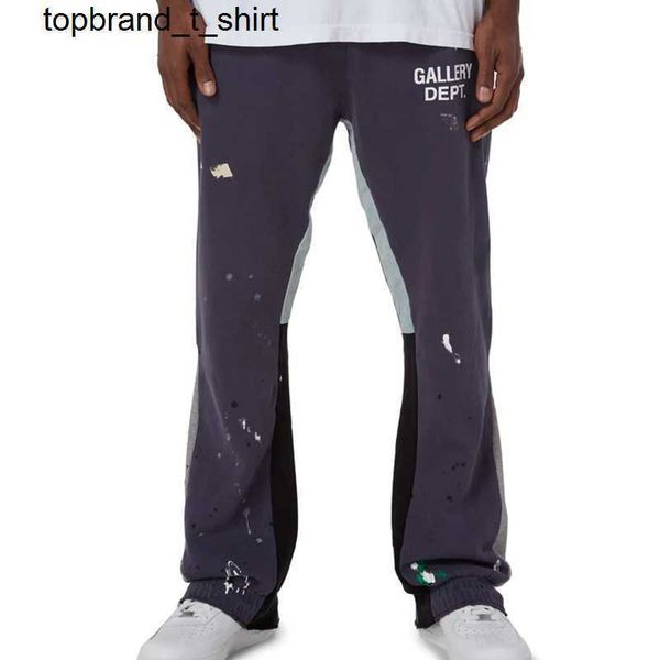 

men's pants designer splashing galery dept letter splicing drawstring men's casual sports fashion pants, Black