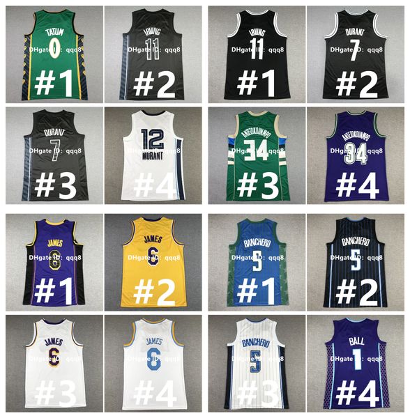 

2023 season jayson tatum brown celtices basketball jersey buck giannis antetokounmpo 6 james sun devin booker cavalier donovan mitchell donc, Black;red