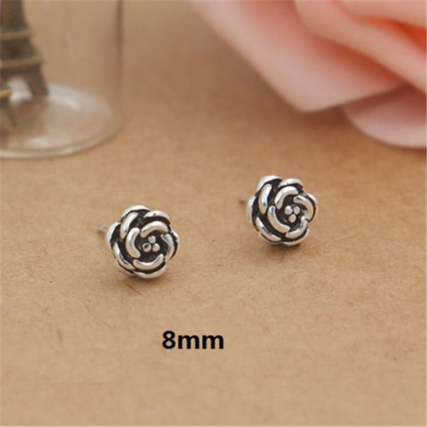 

flower stud 925 sterling silver earrings gothic punk hip-hop hand-made designer vintage luxury jewelry accessories gift, Golden;silver