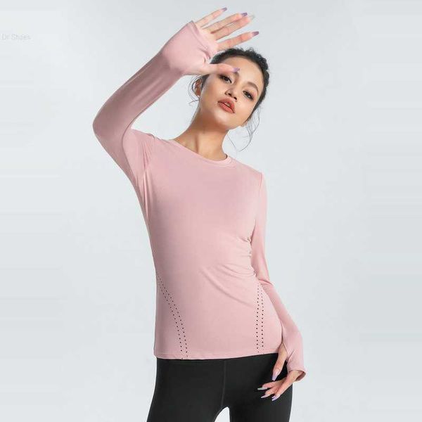 

womens yoga clothes designers t shirts long sleeve slim elastic running sports tshirt quick dry fitness sweatshirts, White