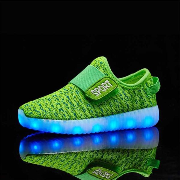 

kids luminous sneakers glowing children lighted up shoes with led light girls illuminated krasovki footwear boys 211102 wlq, Black;red