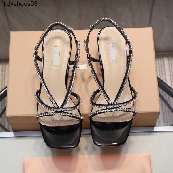 

designers heels women rois miu silver open toe heeled shoes stiletto heel fashion brand slingbacks crystal-studded pumps womens heels, Black