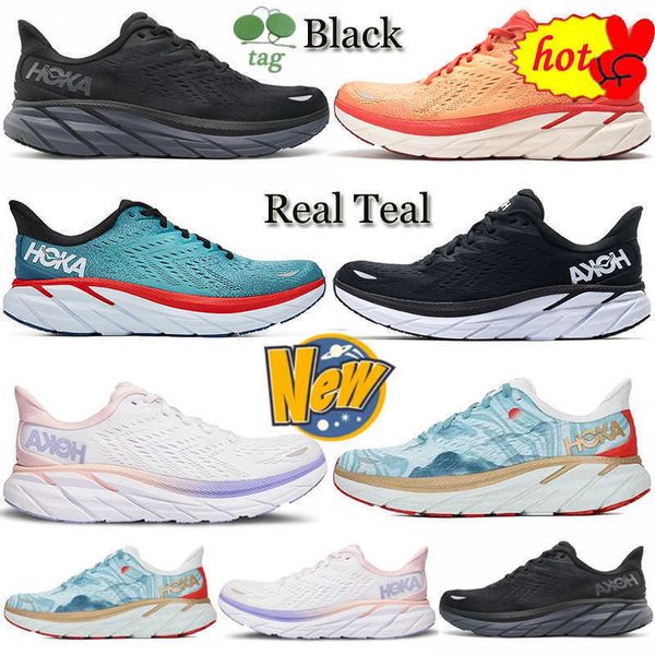 

running casual shoe teal trainers outdoor sneakers marathon low black white orange real hoka one clifton 8 2022 women men