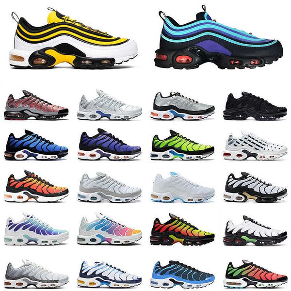 

running shoes women trainer sports sneakers frequency pack triple white black multi hyper blue tn plus mens size 36-45