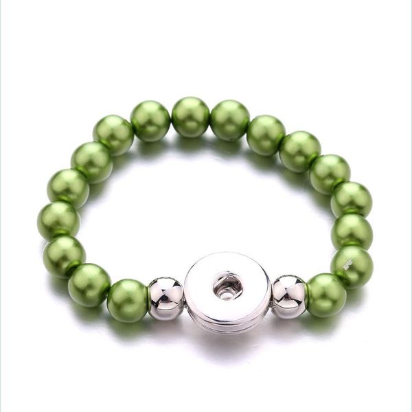

beaded women snap button bracelet acrylic imitation pearl beads hand strand bracelets jewelry fit diy 18mm ginger snaps elastic bang dhwur, Black