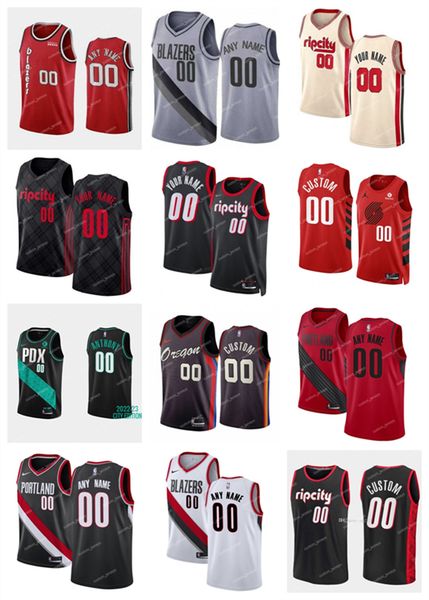 

75th custom portland trail''blazers''any name 0 lillard 00 anthony 22 drexler 32 walton 30 blazers 12 aldridge 1 simons, Black
