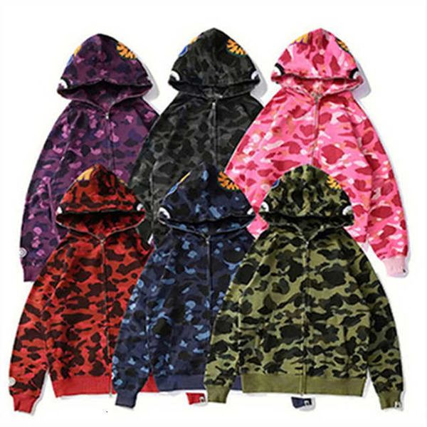 

shark hoodies embroidery sweaters hoodie mens print cotton jacket shark mouth blue pink casual cardigan hooded jackets bathing black s-3xl, Black;brown