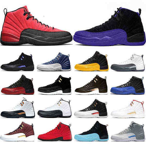 

shoes designer men basketball 12 dr 12s reverse game dark grey concord university gold mens trainers sports sneakers size 40-47, Black