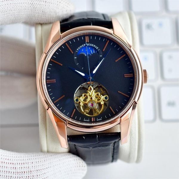

high grade mens watch 42mm quartz chronograph battery power movement watches full leather watch strap luminous wristwatch sapphire waterproo, Slivery;brown