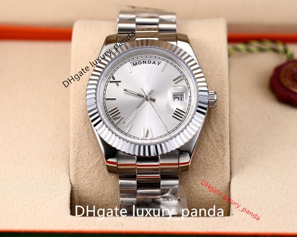 

ceramic men's watches week calendar automatic mechanical watch 41mm 2813 movement luminous sapphire 904l luxury gold silver bracelet wa, Slivery;brown
