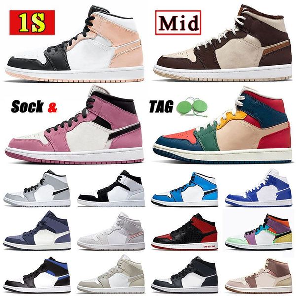 

jumpman 1s mid 1 basketball shoes designer university blue mids light smoke gery bred 2022 arctic orange barely kentucky berry digital pink