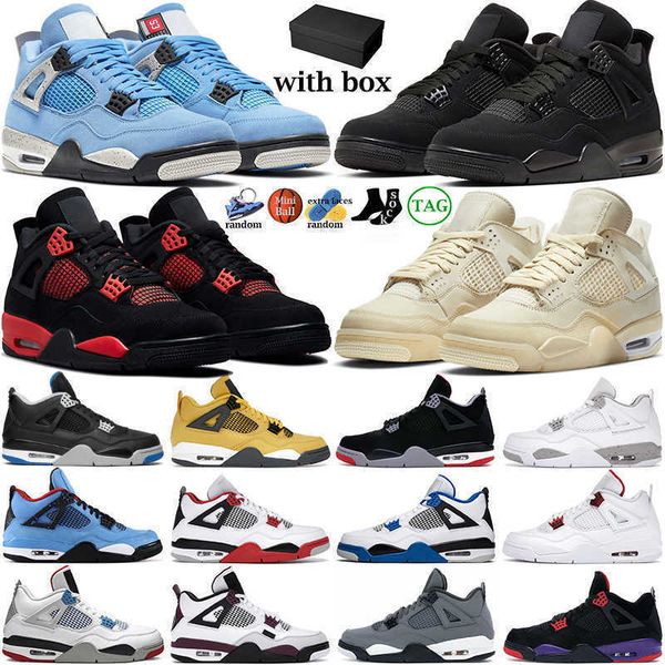 

2022 men women basketball shoes 4 4s red thunder sail black cat white oreo pure money infrared zen master metallic purple cool grey cactus r, Black;white