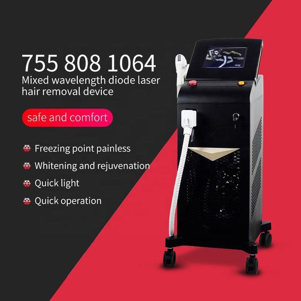 

2023 3 wavelength diode laser hair removal machine price 808 755 1064 body care system skin whitening rejuvenating device, Black