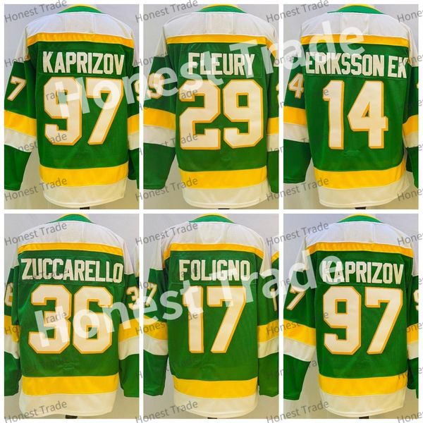 

retro reverse 97 kirill kaprizov ice hockey jersey marc-andre fleury marcus joel eriksson ek mats zuccarello green mens stitched jerseys new, Black;red