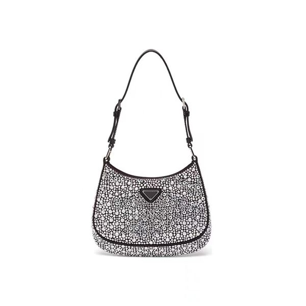 

womens designers tote shoulder bag cleo handbag crystal embellished satin handbags fashion half month underarm purses with box