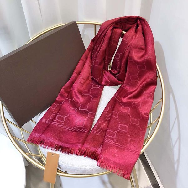 

Women Silk Scarf Fashion Scarves Elegant Letters Plaid Design for Man Shawl Long Neck Unisex 6 Color