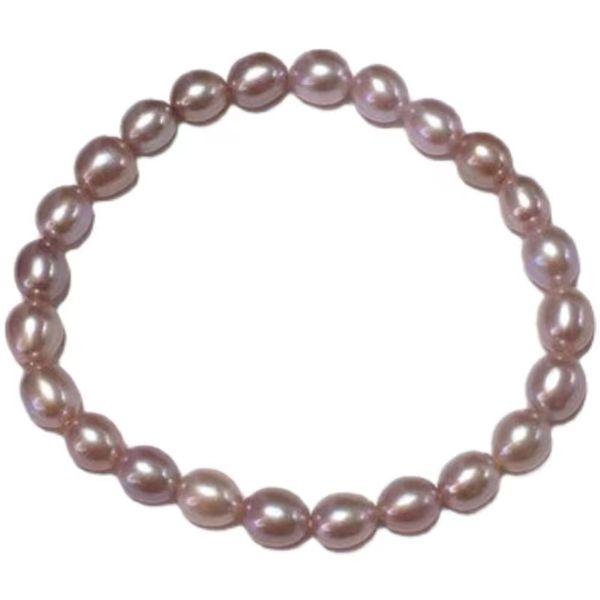 

elastic rope beaded strands bracelet natural freshwater pearl four color selection white pink purple colour ellipse gift for women 9-10mm, Black
