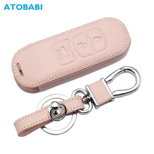 

car key leather car key case for mazda 2 3 5 6 cx5 cx7 cx9 miata mx5 axela atenza keychain protector bag smart remote fob shell cover t22111