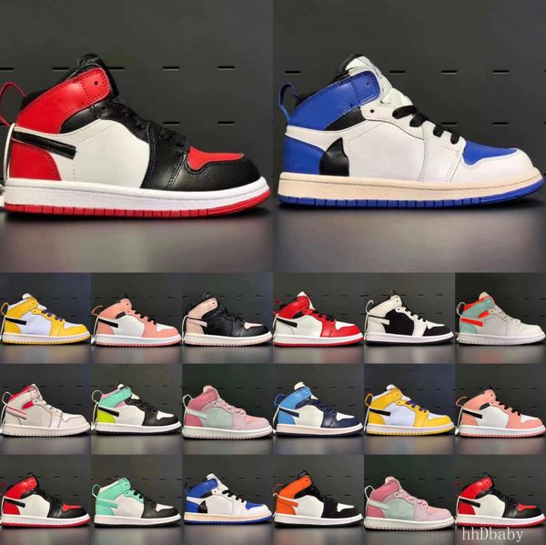 

kids girls boys 1 basketball shoes children boy girl bred black red white sneakers size 24-35 rkz xks