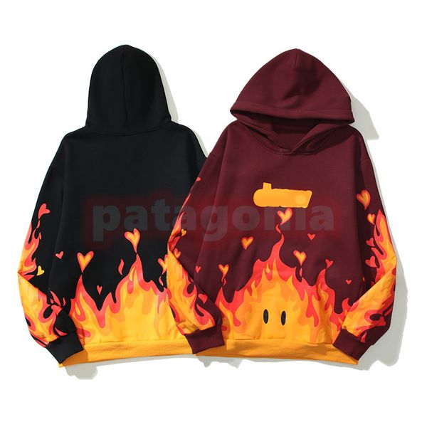 

mens fashion trend fleece hoodies designer long sleeve letter flame print sweatshirts casual winter warm sweater jackets asian size m-2xl, Black