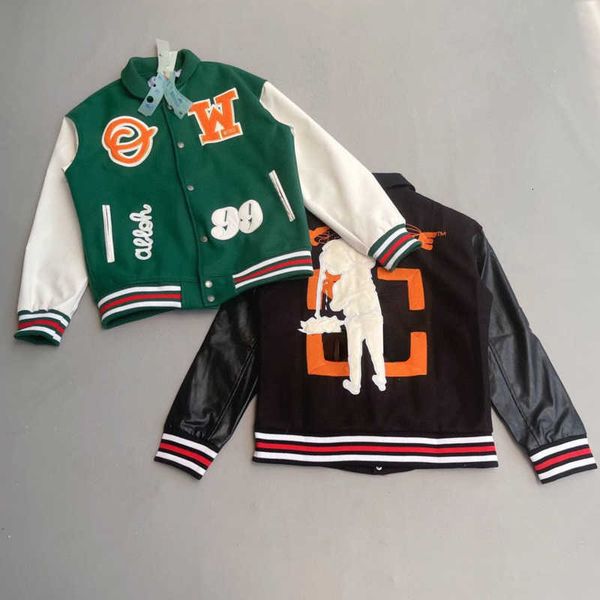 

hoodise men's off men jacket ow designer baseball jackets embroidered women coat wool stitching sportswear c5mk, Black