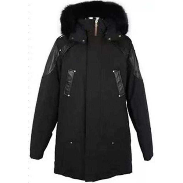

men's down parkas long designes jacket winter coat cotton windbreaker big fur collar hooded moose coats thick warm parka puffer jack295, Black