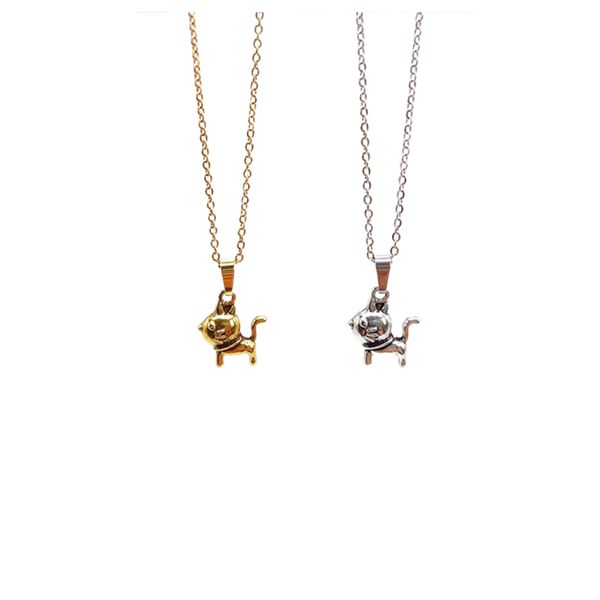 

fashion cute cat necklace retro style punk stainless steel pendant necklaces jewelry wholesale, Silver