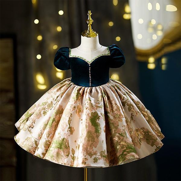 

little girls pageant dresses 3d floral appliques beaded crystal toddler ball gown flower girl dress floor length tulle first communion gowns, White;blue