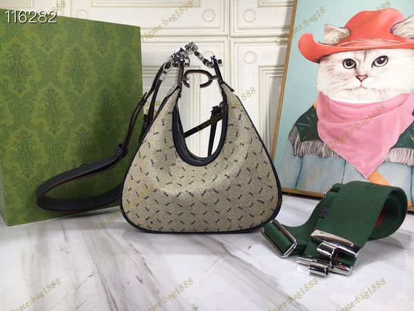 

luxury designer women's handbag fashion ribbon splice stray bag large capacity two straps half moon crossbody bag underarm bags