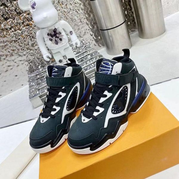 

luxury designer shoes casual sneakers breathable calfskin splicing fabric high side design mkjkkk000002 qyb, Black