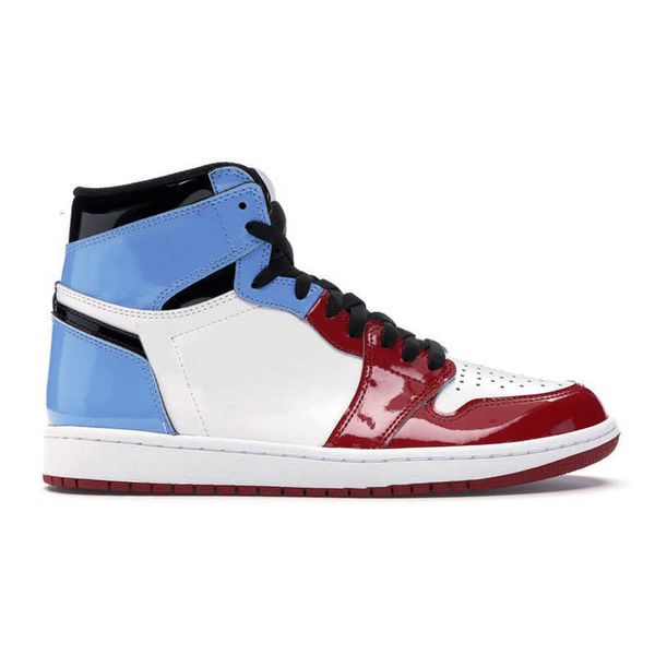 

shoes 1s high fearless obsidian royal toe black white unc patent tie dye chicago 1 men women sports trainers sneakers, White;red