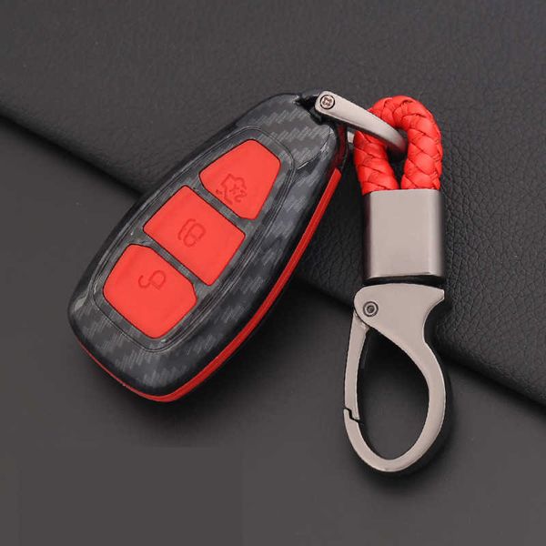 

car key carbon fiber remote control car keychain key cover case for ford focus mk3 mk4 kuga escape ecosport new fiesta smart key t221110