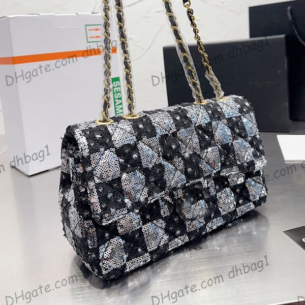 

womens shimmer glitter sequins bags classic medium flap quilted purse ghw crossbody shoulder designer outdoor sacoche large capacity luxury
