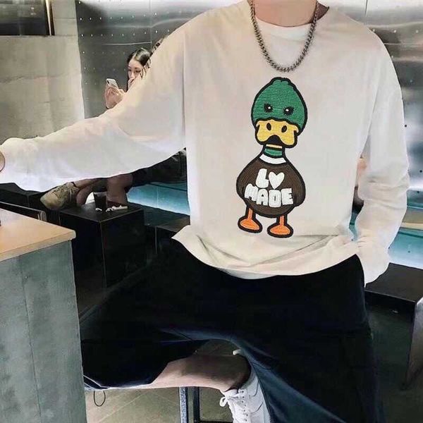 

high version chao brand embroidered cartoon animal letter zhang zi sweater men and women's same style simple couple wear long sleeves, Black