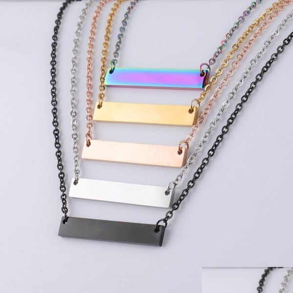 

pendant necklaces stainless steel blank bar necklaces 5 colors geometric square pendant necklace pendants diy customize dhcdp, Silver