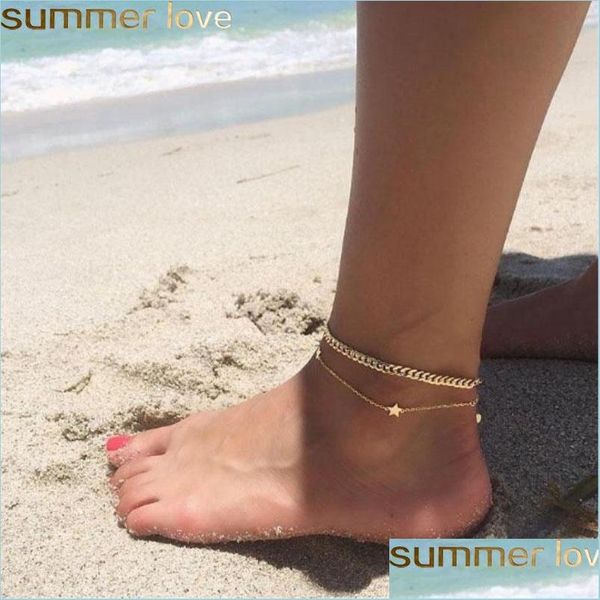 

anklets simple design double layer star pendant anklets gold plated chain bracelet anklet foot jewelry for women summer beach fashio dhjw0, Red;blue