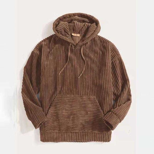 

men's hoodies sweatshirts men hooded sweatshirt corduroy solid color pocket vintage hoodie long sleeve casual oversize streetwear, Black